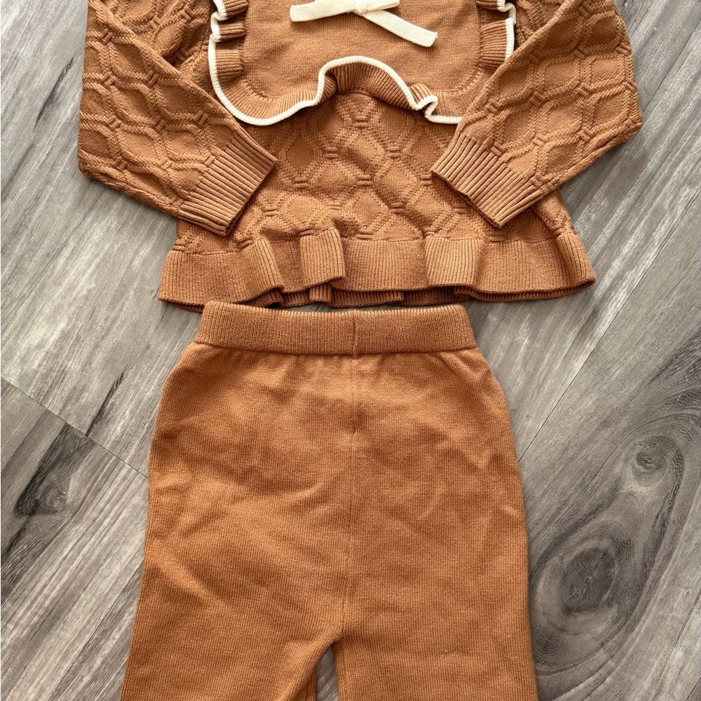 Cozy Knit Sweater and Pants Set in Tan